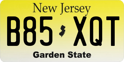 NJ license plate B85XQT