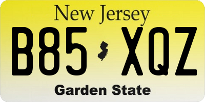 NJ license plate B85XQZ