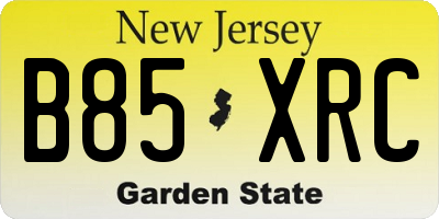 NJ license plate B85XRC