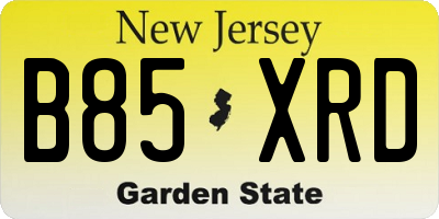 NJ license plate B85XRD