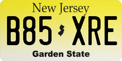 NJ license plate B85XRE
