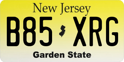 NJ license plate B85XRG