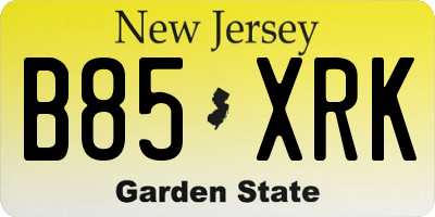 NJ license plate B85XRK