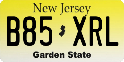NJ license plate B85XRL