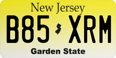 NJ license plate B85XRM