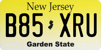 NJ license plate B85XRU