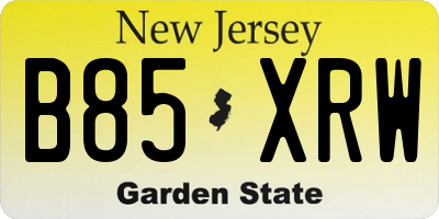 NJ license plate B85XRW