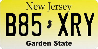 NJ license plate B85XRY