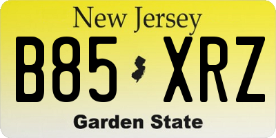 NJ license plate B85XRZ