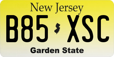 NJ license plate B85XSC