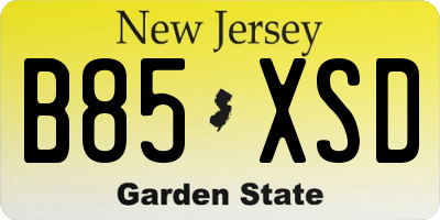 NJ license plate B85XSD