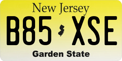 NJ license plate B85XSE