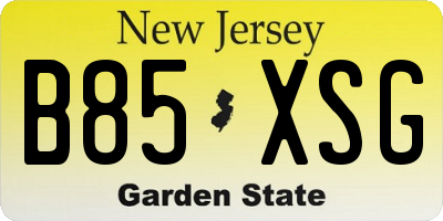 NJ license plate B85XSG