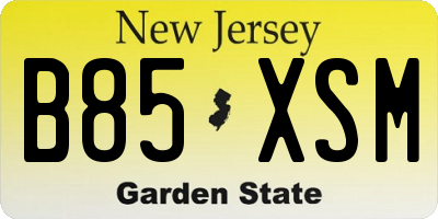 NJ license plate B85XSM