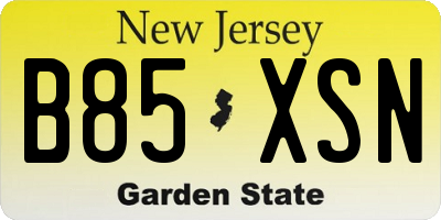 NJ license plate B85XSN