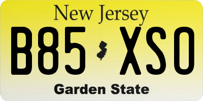 NJ license plate B85XSO
