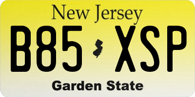 NJ license plate B85XSP