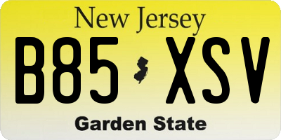 NJ license plate B85XSV