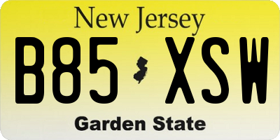 NJ license plate B85XSW