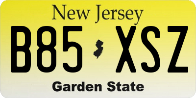 NJ license plate B85XSZ