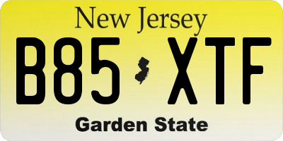 NJ license plate B85XTF