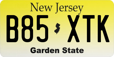 NJ license plate B85XTK
