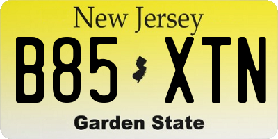NJ license plate B85XTN
