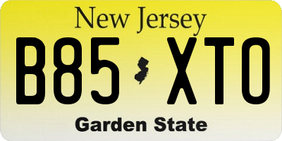 NJ license plate B85XTO