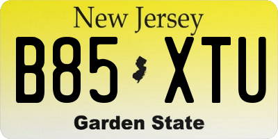 NJ license plate B85XTU