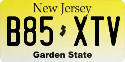 NJ license plate B85XTV
