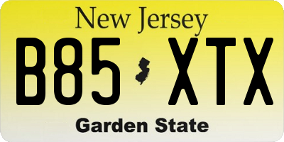NJ license plate B85XTX