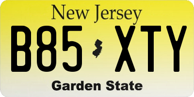 NJ license plate B85XTY
