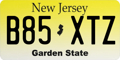 NJ license plate B85XTZ