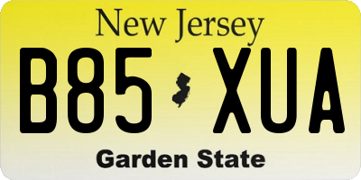 NJ license plate B85XUA