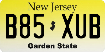 NJ license plate B85XUB