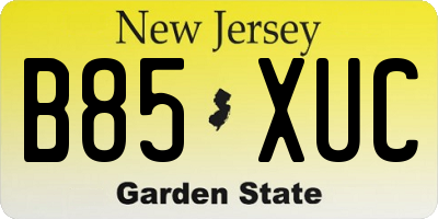 NJ license plate B85XUC