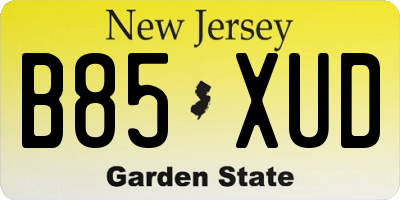 NJ license plate B85XUD