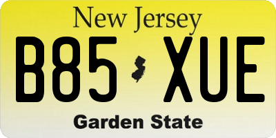 NJ license plate B85XUE
