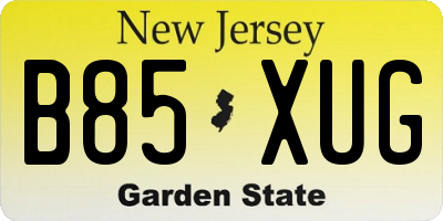 NJ license plate B85XUG