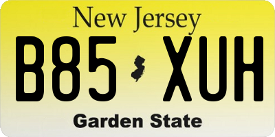 NJ license plate B85XUH