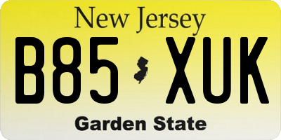 NJ license plate B85XUK