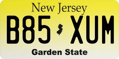 NJ license plate B85XUM