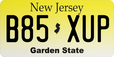 NJ license plate B85XUP