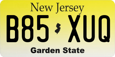 NJ license plate B85XUQ