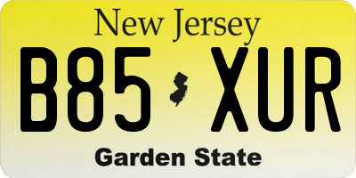 NJ license plate B85XUR