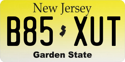 NJ license plate B85XUT