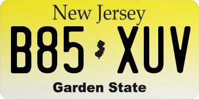 NJ license plate B85XUV