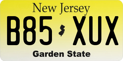 NJ license plate B85XUX