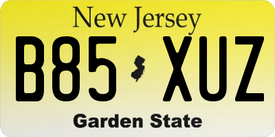 NJ license plate B85XUZ