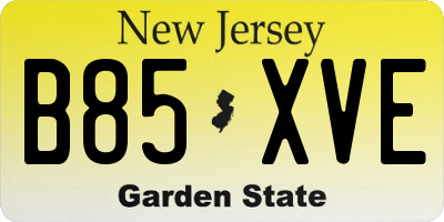 NJ license plate B85XVE